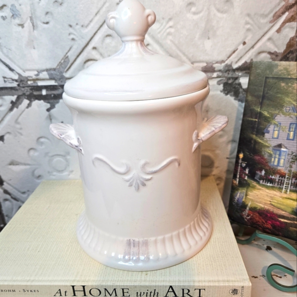 Daniel Cremieux Large Canister & Lid France Nouveau Empire Stoneware Home Core